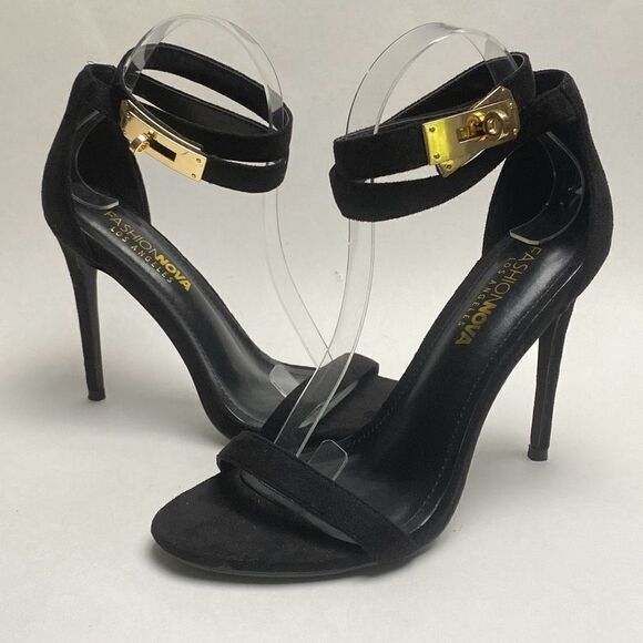 Fashion Nova suede heels/shoes Sz 8 worn 1x kisslock buckle Baile - Picture 1 of 9